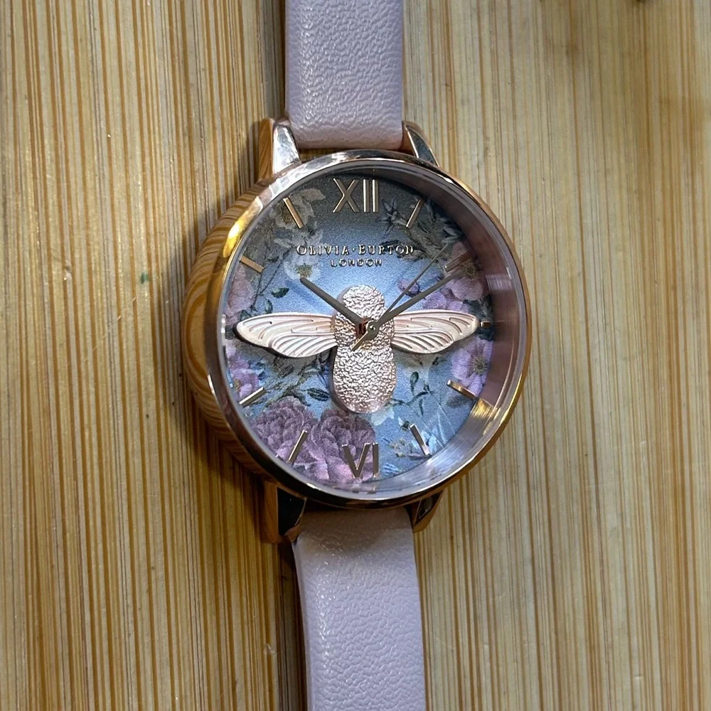 Olivia burton Watch With RoseGold Bee Figurine On 34mm Floral Face